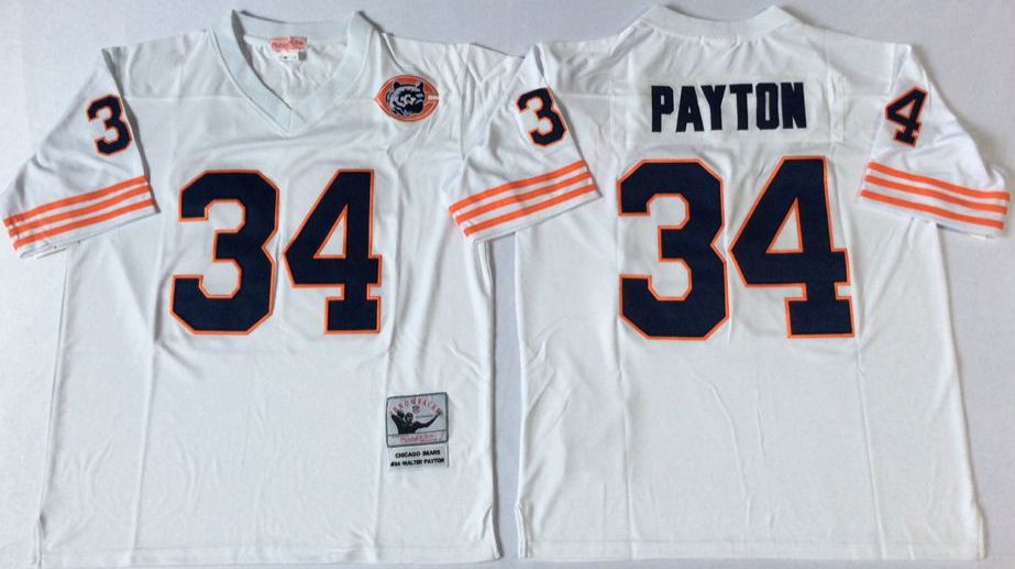 Men NFL Chicago Bears #34 Payton white Mitchell Ness jerseys